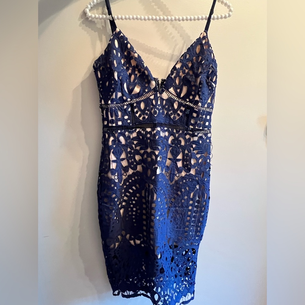 Elegant Navy Lace Dress